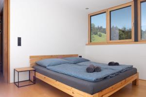 a bed in a room with two pillows on it at Ferienwohnung Böhler in Doren
