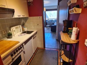 a kitchen with a sink and a counter top at Schwarzwald Heimat mit Pool, Sauna in Schönwald
