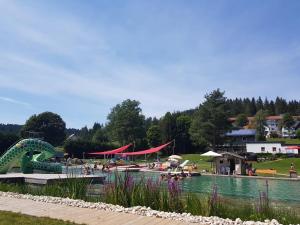 a pool with a water park with a water slide at Schwarzwald Heimat mit Pool, Sauna in Schönwald