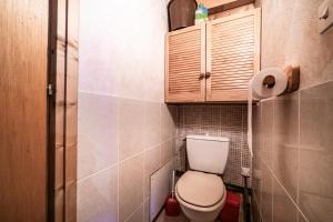 a small bathroom with a toilet and a cabinet at Chalet 6p Classique - Les Biches in Verchaix +12 photos