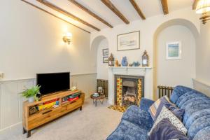 a living room with a tv and a fireplace at 2 Bed in Appledore oc-cosyn in Appledore