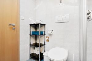 a bathroom with a white toilet and a shower at Malsethhof in Villandro +23 photos