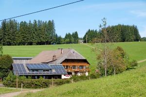 a house with solar panels on the side of a hill at Willmannshof in Furtwangen