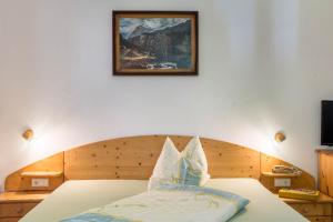 a bedroom with a bed with a picture on the wall at Sallrain Hof Monolokal 4 in Collalbo