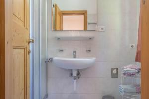 a bathroom with a sink and a mirror at Sallrain Hof Monolokal 4 in Collalbo