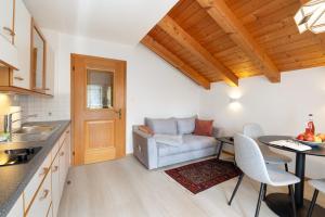 a kitchen and living room with a couch and a table at Mayr Apartments sechs in Plaus