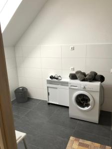 a washer and dryer in a room at Apartment am Stettiner Haff in Mönkebude