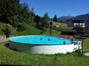 a group of people in a pool in a field at Huberhof Mareit in Mareta