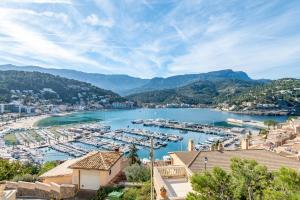 a view of a harbor with boats in the water at Petit Palau in Port de Soller
