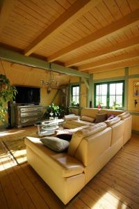 a large living room with a couch and a table at Ferienwohnung Dina in Olbernhau