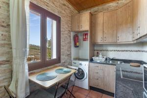 a kitchen with a sink and a washing machine at Casa Rosi Cave House in Artenara