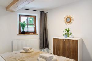a bedroom with a bed and a window at Felicitas in Tann