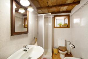 a bathroom with a sink and a toilet and a mirror at Casa Rural Ciso in Tijarafe +16 photos