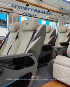 a group of empty seats on a train at Ultra Premium Camper Van in New Delhi