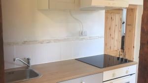 a kitchen with a sink and a counter top at Gemütliches Refugium im Klosterdorf in Neustadt am Rübenberge