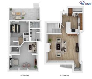 a drawing of a floor plan of a house at Two Bedroom, Two Newly Renovated Bathrooms, Deck in San Francisco