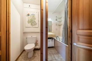 a small bathroom with a toilet and a sink at Duo d'appartements - Chatel in Châtel +24 photos