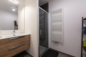 a bathroom with a shower and a sink at La Providence in Annecy +17 photos
