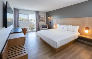 a hotel room with a bed and a chair at Norwood Hotel in Winnipeg +40 photos