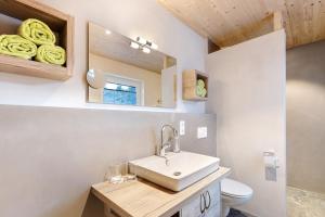 a bathroom with a sink and a toilet at Ferienwohnungen Bosserthof in Donaueschingen +75 photos