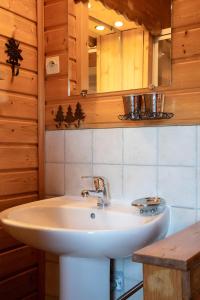 a bathroom with a sink and a mirror at Les Grands Champs Sud in Faverges +11 photos
