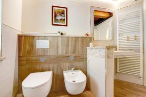 a bathroom with a toilet and a sink at Appartamenti Cucu - 1 in Lillianes