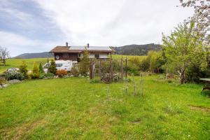 a house in a field with a green yard at Ferienwohnung beim Roana in Inzell