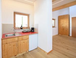 a kitchen with a sink and a counter top at Peter Paul Studio Gantkofl in Appiano sulla Strada del Vino