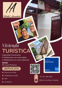 a flyer for an event with pictures of people at Hostal Arambulo in Villavieja