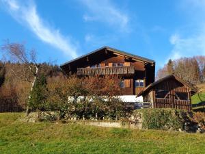 a house on top of a grassy hill at Ferienhaus Dünser in Bizau