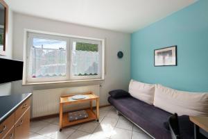 a living room with a couch and a window at Haus Am Weinberg 2 in Endingen