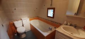 a bathroom with a toilet and a tub and a sink at Le Pressoir in Cresseveuille +20 photos