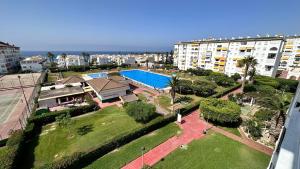 an aerial view of a apartment complex with a swimming pool at Casa Lydia in Torrox Costa