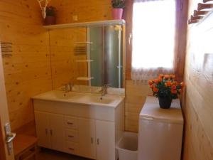 a bathroom with a sink and a shower at Chalet Garrigue aux Orres in Les Orres +14 photos