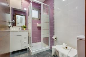 a bathroom with a shower and a toilet at Apartamento Rolycar 102 in Icod de los Vinos +21 photos