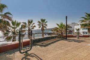 a view of a beach with palm trees and the ocean at Salitre in Las Eras