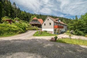 a house on the side of a dirt road at Ferienwohnung Waldblick in Freudenstadt