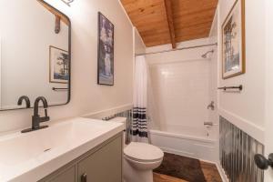 a bathroom with a sink and a toilet and a tub at The Deep Forest Green Cottage · The Deep Forest Green Cottage in Cedar Mountain +21 photos