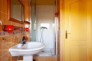 a bathroom with a sink and a shower at Les Oiseaux in Ceyreste