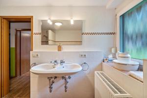 a bathroom with a sink and a mirror at Schätzlehof in Oberwinden +110 photos