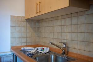 a kitchen counter with a sink and a tap at Apartment 6 - Zur Sonne in Laion +17 photos