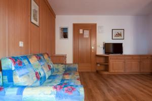 a living room with a couch and a television at Apartment 6 - Zur Sonne in Laion