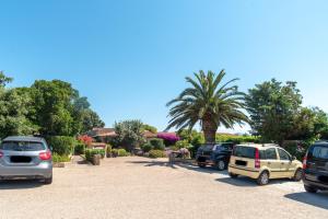 a group of cars parked in a parking lot with a palm tree at Vecchio Marino H4 in Palau
