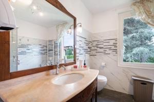 a bathroom with a sink and a mirror and a toilet at Al Vecchio Pozzo in Brebbia +18 photos