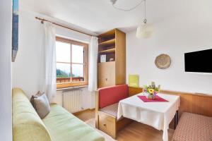 a living room with a couch and a table at Appartements Gabrielli Anna in Trodena