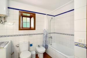 a bathroom with a toilet and a bath tub at Casa Rural Arecida in Tijarafe