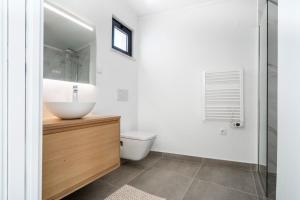 a bathroom with a sink and a toilet at Ptm Arade View Penthouse T3 Duplex in Portimão +28 photos