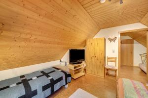 a bedroom with a bed and a tv in a room at Ferienwohnungen Müller in Haslach im Kinzigtal