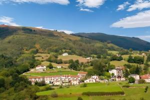 a village on a hill with houses and trees at Juanikoenea in Leitza