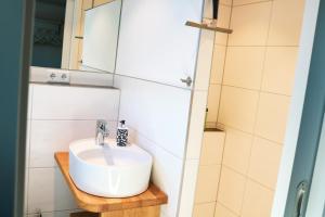 a bathroom with a sink and a shower at Villa Wolfsgrund und Apt Wolfshöhle in Schluchsee +37 photos